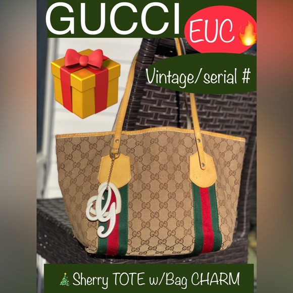 GUCCI Sherry Line Shoulder Tote Bag Canvas Leather Brown GG Pattern15”x 9”x 6”🎁 - Picture 17 of 17